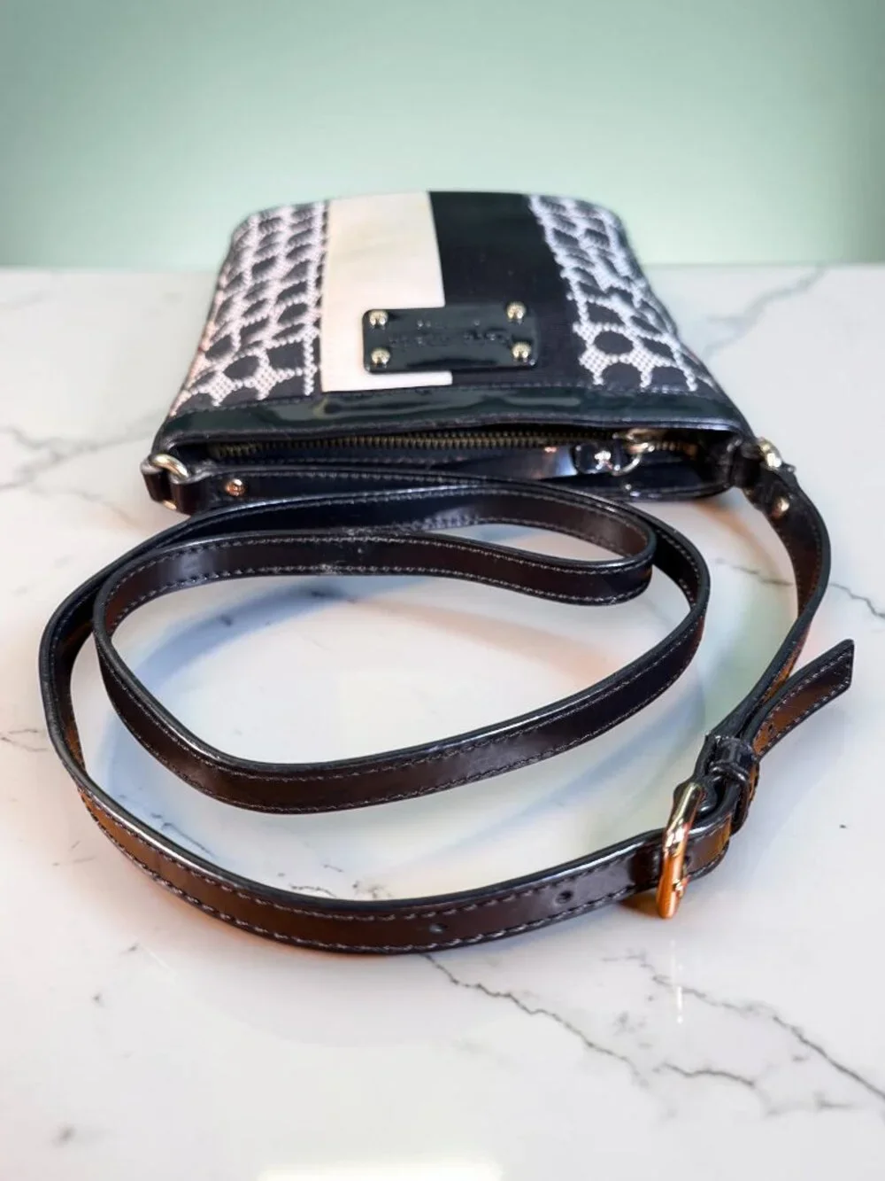 Kate Spade Dot Noel Black and White Swingpack Crossbody Bag
